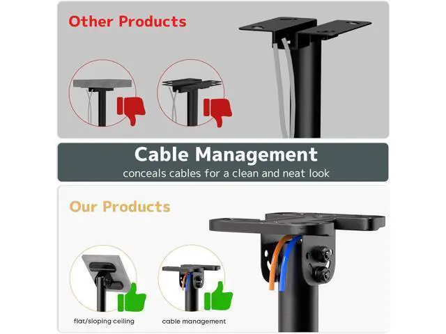 Alt view image 5 of 7 - Ceiling TV Mount for 50-100 Inch Flat & Curved TVs up to 176lbs, Full Motion 360° Rotation TV Bracket with Adjustable Height, Tilt & Swivel, Max VESA 800x600mm, Fits LCD LED OLED 4K Screens, Black
