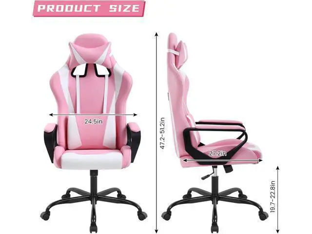 Alt view image 2 of 6 - Pink Ergonomic Chair, Ergonomic High Back Video Ergonomic Chair Racing Style with Lumbar Support, Headrest & Arms Ergonomic Chair for Adult Kids Heavy Duty Swivel Computer Chair for Office