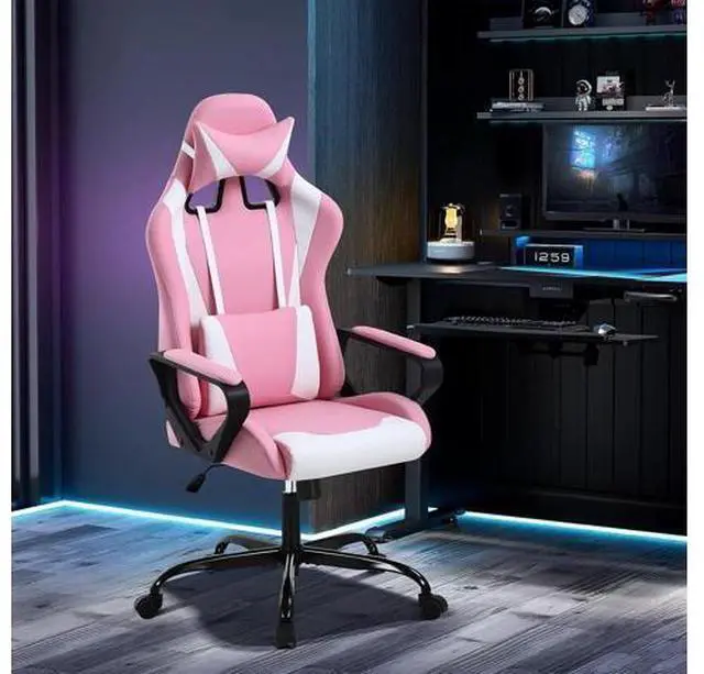 Main image of Pink Ergonomic Chair, Ergonomic High Back Video Ergonomic Chair Racing Style with Lumbar Support, Headrest & Arms Ergonomic Chair for Adult Kids Heavy Duty Swivel Computer Chair for Office