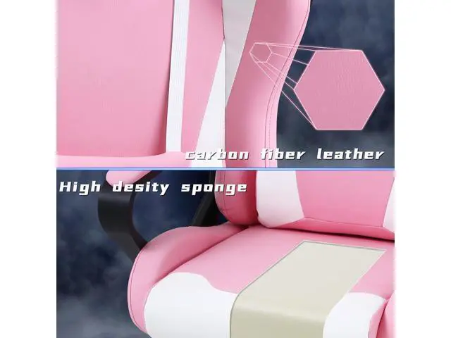 Alt view image 4 of 6 - Pink Ergonomic Chair, Ergonomic High Back Video Ergonomic Chair Racing Style with Lumbar Support, Headrest & Arms Ergonomic Chair for Adult Kids Heavy Duty Swivel Computer Chair for Office