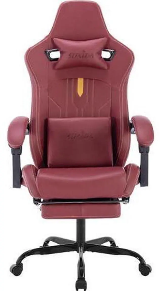 Main image of Ergonomic Chair with Footrest Ergonomic Computer Chair Massage Lumbar Cushion, Racing Video Ergonomic Chair Adjustable Rocker Recliner Executive Office Desk Chair Pu Leather for Adults