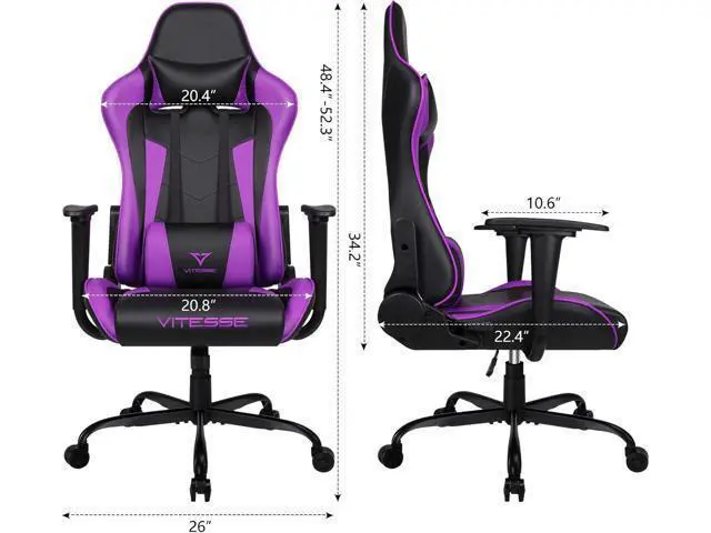 Alt view image 3 of 7 - Ergonomic Chair,High Back Ergonomic Racing Ergonomic Chair with Lumbar Support and Headrest,Girl Computer Desk Chair with Height Adjustable(Purple)