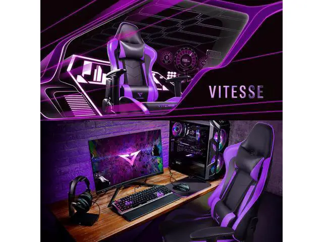 Alt view image 4 of 7 - Ergonomic Chair,High Back Ergonomic Racing Ergonomic Chair with Lumbar Support and Headrest,Girl Computer Desk Chair with Height Adjustable(Purple)