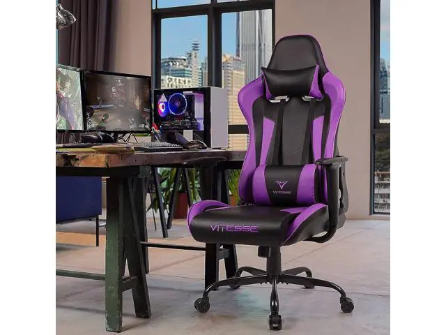 Alt view image 2 of 7 - Ergonomic Chair,High Back Ergonomic Racing Ergonomic Chair with Lumbar Support and Headrest,Girl Computer Desk Chair with Height Adjustable(Purple)