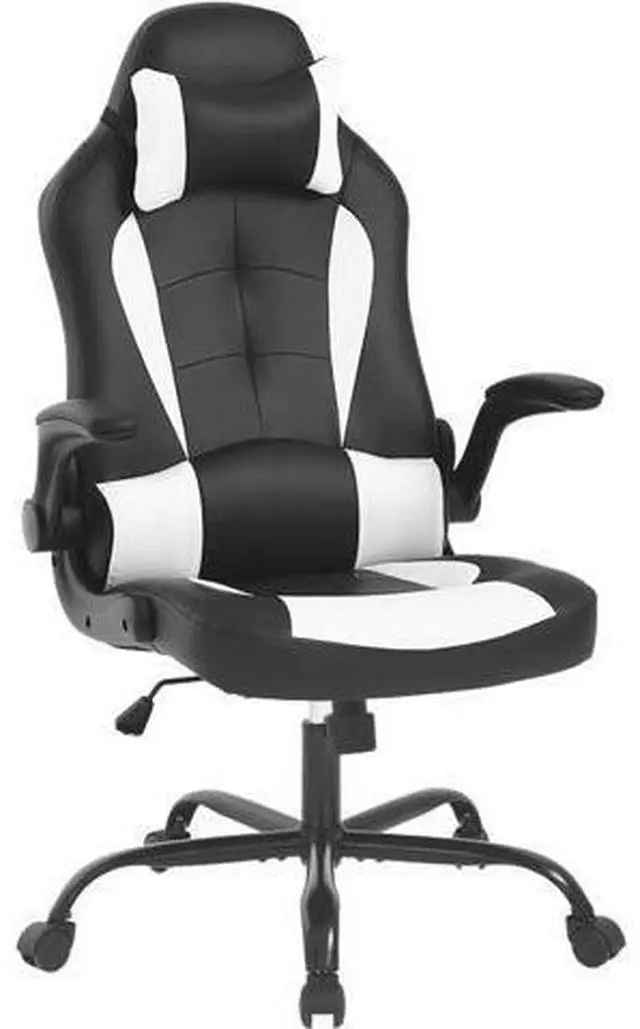 Main image of Ergonomic Chair Racing Computer Chair PU Leather Ergonomic Chair Desk Chair with Lumbar Support Flip Up Arms Headrest High Back Swivel Rolling Adjustable Ergonomic Office Chair, White