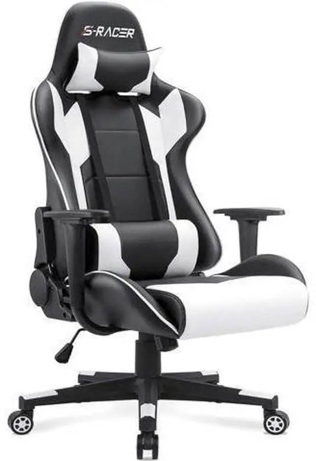 Main image of Homall Ergonomic Chair, Office Chair High Back Computer Chair Leather Desk Chair Racing Executive Ergonomic Adjustable Swivel Task Chair with Headrest and Lumbar Support (White)