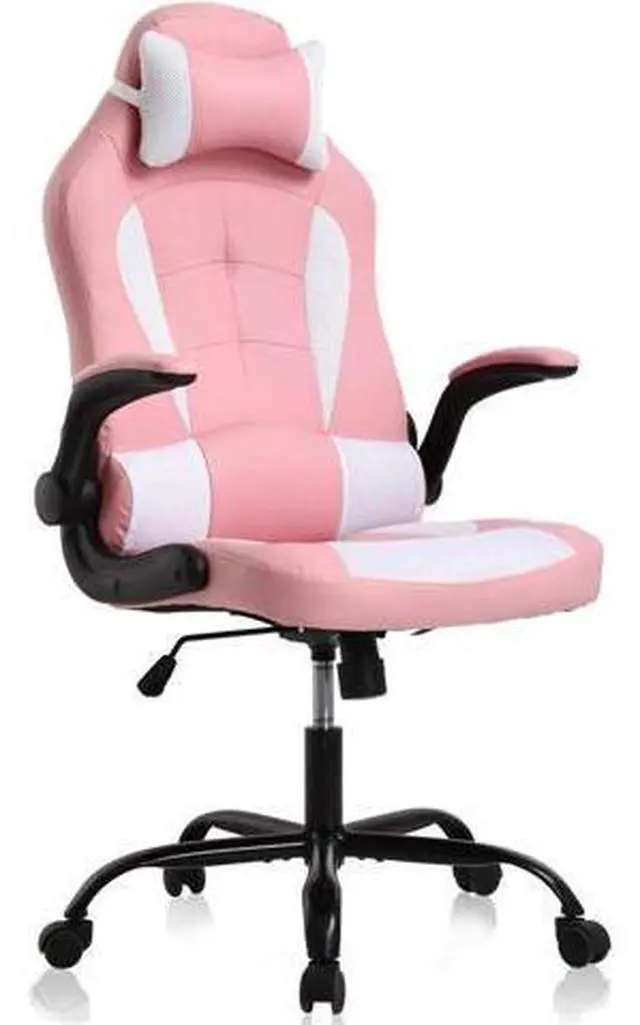 Main image of Ergonomic Chair Office Chair Desk Chair Ergonomic High Back Computer Chair with Lumbar Support Flip-up Arms Headrest PU Leather Swivel Task Chair for Women Men Adult, Pink