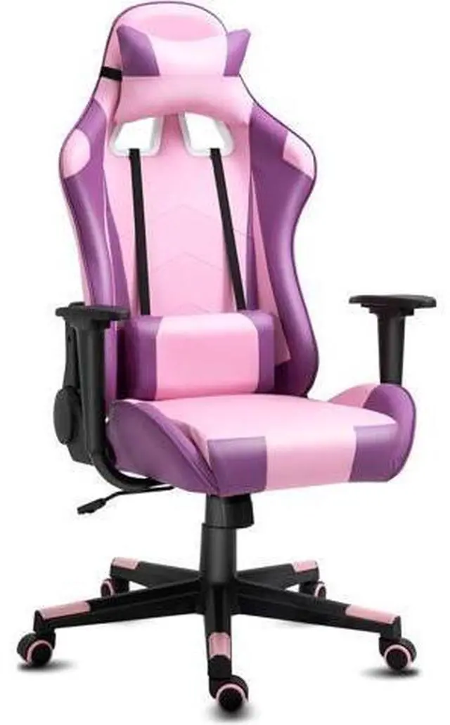 Main image of Modern-Depo Office Chair with Headrest and Lumbar Support, Height Adjustable Swivel Office Chair, High-Back Recliner, Purple Pink