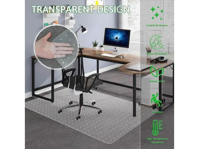 Alt view image 5 of 7 - Extra Large Office Chair Mat for Carpet, 46" x 72" Clear Desk Chair Mat for Low Pile Carpeted Floors- Easy Glide Plastic Floor Mat for Office Chair on Carpet