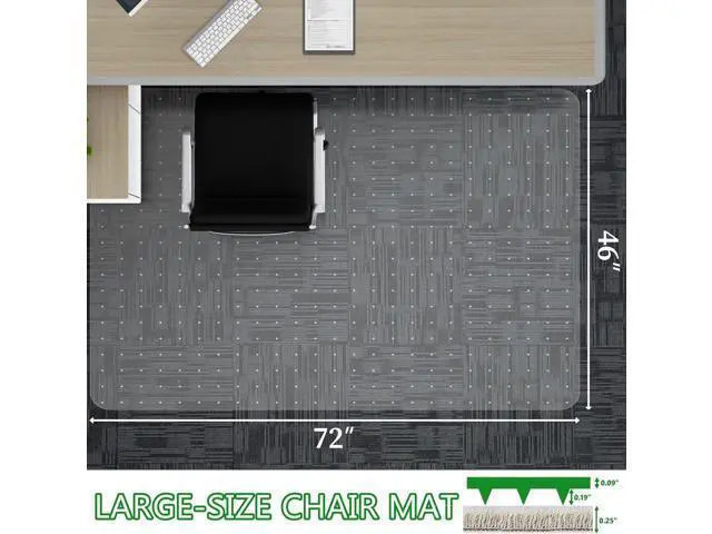 Alt view image 2 of 7 - Extra Large Office Chair Mat for Carpet, 46" x 72" Clear Desk Chair Mat for Low Pile Carpeted Floors- Easy Glide Plastic Floor Mat for Office Chair on Carpet
