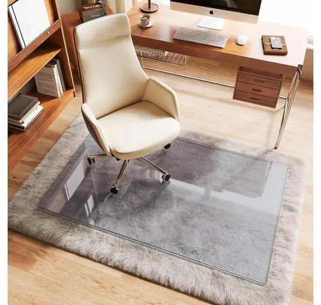 Main image of Glass Chair Mat, 30"x48" Heavy Duty Office Chair Mat for Carpet, Grey Carpet Protector Mat for Office Chair, Hides Dirt/Fur Better, Noise-Free Gliding Shatterproof for Home Office Desk