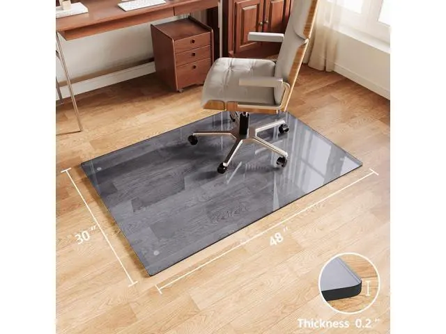 Alt view image 6 of 7 - Glass Chair Mat, 30"x48" Heavy Duty Office Chair Mat for Carpet, Grey Carpet Protector Mat for Office Chair, Hides Dirt/Fur Better, Noise-Free Gliding Shatterproof for Home Office Desk