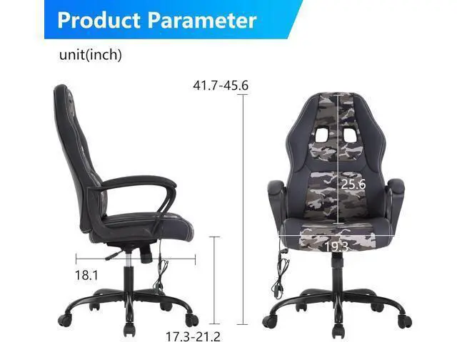 Alt view image 3 of 7 - PayLessHere Ergonomic Chair Ergonomic Office Chair Computer Chair with Lumbar Support Ergonomic Pu Leather Adjustable Height Executive Chair for Women Men and Adults (Massage, Camo)