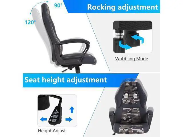 Alt view image 5 of 7 - PayLessHere Ergonomic Chair Ergonomic Office Chair Computer Chair with Lumbar Support Ergonomic Pu Leather Adjustable Height Executive Chair for Women Men and Adults (Massage, Camo)