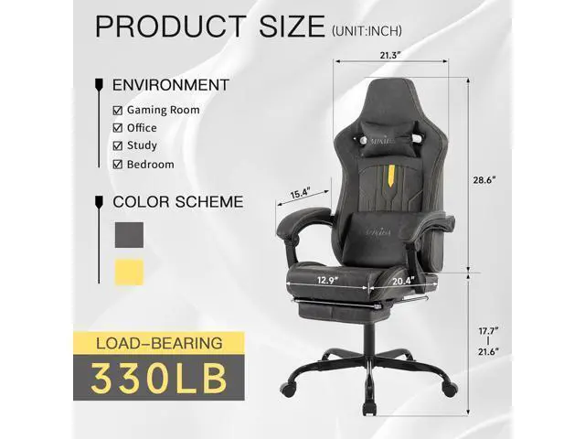 Alt view image 3 of 6 - Ergonomic Chair with Footrest Ergonomic Computer Chair Massage Lumbar Cushion, Racing Video Ergonomic Chair Adjustable Rocker Recliner Executive Office Desk Chair Pu Leather for Adults