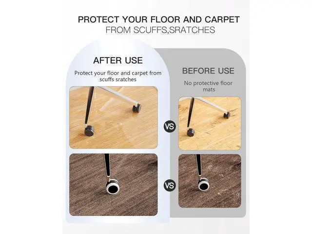 Alt view image 3 of 7 - YSAGi Office Chair Mat for Hardwood Floor48"X48" Non-Slip Computer Chair MatDesk Floor MatEasy Glide Office Floor Mats for Rolling Chairs Clear Floor Mat for Office Home Chair