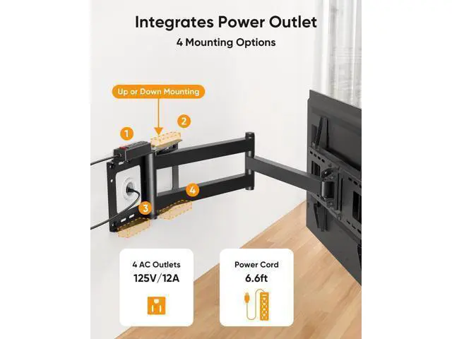 Alt view image 3 of 7 - FORGING MOUNT Long Arm TV Wall Mount for 42-80 inch TVs, 43" Extension Full Motion TV Mount with Articulating Arm Swivel,Tilt and Level Adjustment, MAX VESA 600x400mm, Holds up to 110 lbs