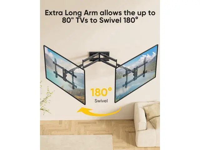 Alt view image 7 of 7 - FORGING MOUNT Long Arm TV Mount Full Motion Wall Mount TV Bracket with 43 Extension & Swivel Articulating Arm & Tilt, Fits 42 to 80 Inch Flat/Curve TVs Holds up to 110 lbs, VESA 600x400mm Compatible