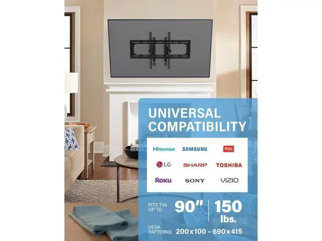 Alt view image 4 of 7 - SANUS Preferred Extendable Tilt TV Wall Mount for 42 to 90 inch Screens up to 150lbs - 5.7 Extension Provides Max 12 deg Tilt to Reduce Glare - Easy DIY Install w/Included Hardware - SLT4-B1