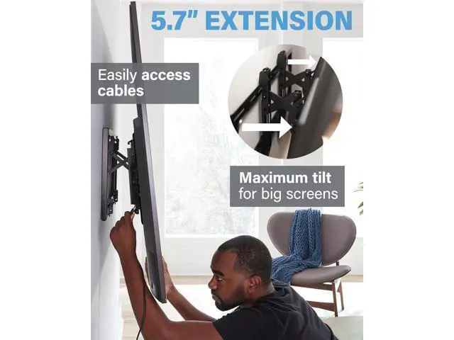Alt view image 5 of 7 - SANUS Preferred Extendable Tilt TV Wall Mount for 42 to 90 inch Screens up to 150lbs - 5.7 Extension Provides Max 12 deg Tilt to Reduce Glare - Easy DIY Install w/Included Hardware - SLT4-B1