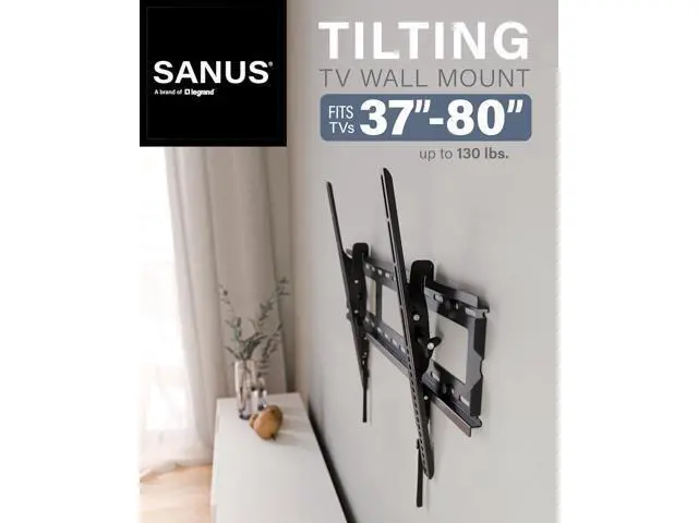 Alt view image 2 of 7 - SANUS Tilting TV Wall Mount Bracket for 37" to 80" Displays up to 130lbs- Universal Low Profile Design w/ 10 Degree Tilt - Premium TV Mount Perfect for OLED & QLED