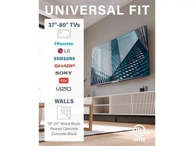Alt view image 7 of 7 - SANUS Tilting TV Wall Mount Bracket for 37" to 80" Displays up to 130lbs- Universal Low Profile Design w/ 10 Degree Tilt - Premium TV Mount Perfect for OLED & QLED