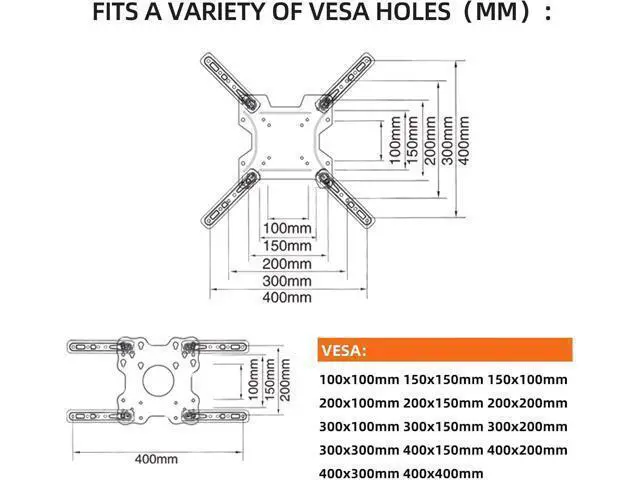 Alt view image 4 of 6 - Vertical Swivel TV Wall Mount for Most 32-50 inch, Long Arm Rotate to Portrait TV Corner Bracket, Support Full Motion 360 Degree, Max VESA 400x400mm Up to 57lbs DY3255