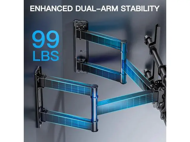 Alt view image 3 of 7 - PERLESMITH Corner TV Wall Mount Full Motion, Corner TV Bracket Fits 37-70 Inch LED, LCD 4K Flat Curved Screen TVs Hold up to 99 lbs, Max VESA 600x400 Tilt, Swivel and Level, PSCLF1