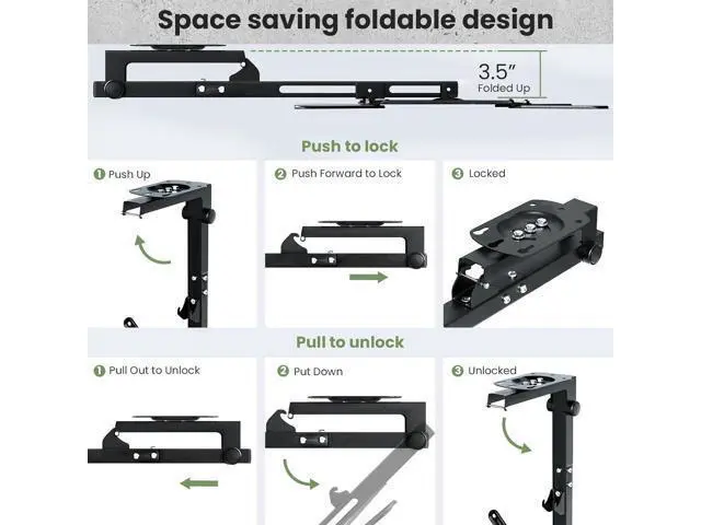 Alt view image 7 of 7 - Ceiling TV-Mount Flip Down Folding - 23-55'' Manual Drop Down TV Mount, Fits Flat and Pitched Roof, Height Adjustable, Swivel, Max Load 44 lbs, Max VESA 400x400 mm, Black