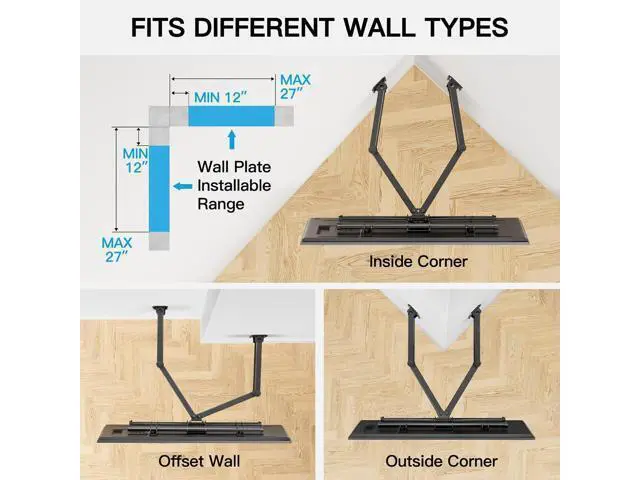 Alt view image 6 of 7 - PERLESMITH Corner TV Wall Mount Full Motion, Corner TV Bracket Fits 37-70 Inch LED, LCD 4K Flat Curved Screen TVs Hold up to 99 lbs, Max VESA 600x400 Tilt, Swivel and Level, PSCLF1