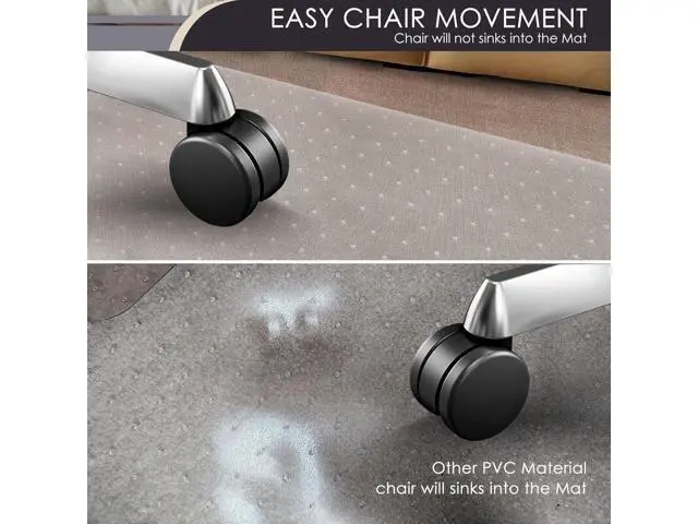 Alt view image 3 of 7 - Kuyal Office Chair Mat for Carpet, 45x53 Clear Heavy Duty Computer Chair Mat with Lip, Under Desk Protector Carpeted Floors Mat, Easy Chair Movement,Ship Flat