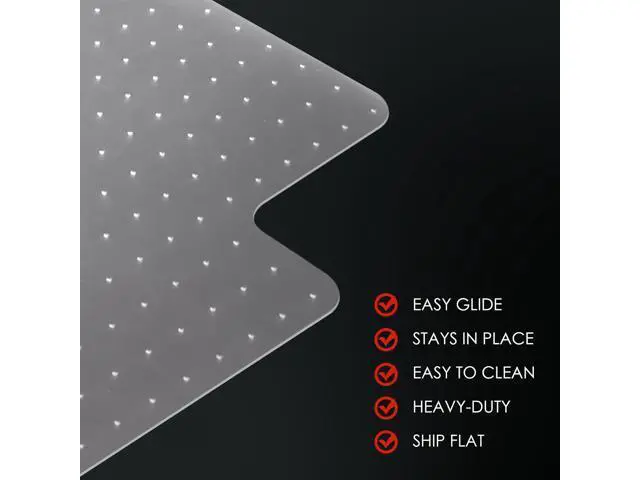 Alt view image 5 of 7 - Kuyal Office Chair Mat for Carpet, 45x53 Clear Heavy Duty Computer Chair Mat with Lip, Under Desk Protector Carpeted Floors Mat, Easy Chair Movement,Ship Flat