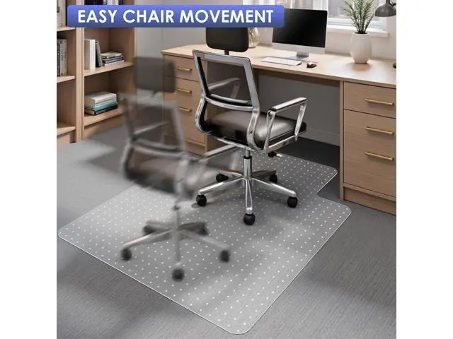Alt view image 6 of 7 - Kuyal Office Chair Mat for Carpet, 45x53 Clear Heavy Duty Computer Chair Mat with Lip, Under Desk Protector Carpeted Floors Mat, Easy Chair Movement,Ship Flat