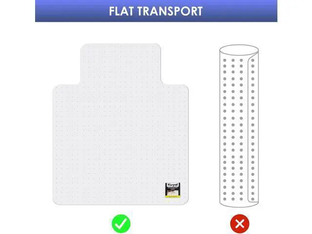 Alt view image 7 of 7 - Kuyal Office Chair Mat for Carpet, 45x53 Clear Heavy Duty Computer Chair Mat with Lip, Under Desk Protector Carpeted Floors Mat, Easy Chair Movement,Ship Flat
