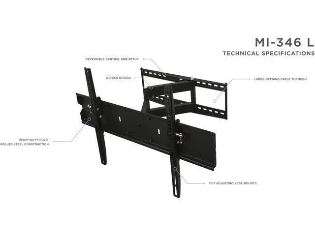 Alt view image 4 of 7 - Mount-It! Full Motion TV Wall Mount with 17.3" Extending Swivel Arm | VESA Compatible 400x400 and 600x400, Fits 32 35 40 45 50 55 60 65 Inch | 110 Lbs Capacity