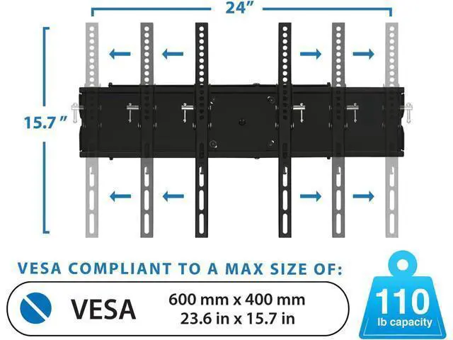 Alt view image 7 of 7 - Mount-It! Full Motion TV Wall Mount with 17.3" Extending Swivel Arm | VESA Compatible 400x400 and 600x400, Fits 32 35 40 45 50 55 60 65 Inch | 110 Lbs Capacity