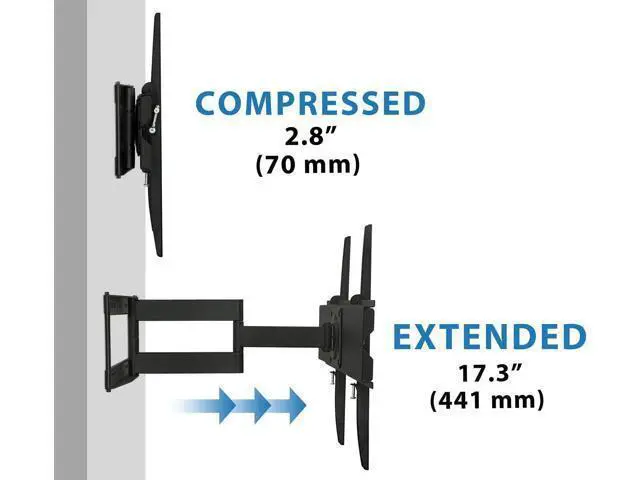 Alt view image 6 of 7 - Mount-It! Full Motion TV Wall Mount with 17.3" Extending Swivel Arm | VESA Compatible 400x400 and 600x400, Fits 32 35 40 45 50 55 60 65 Inch | 110 Lbs Capacity