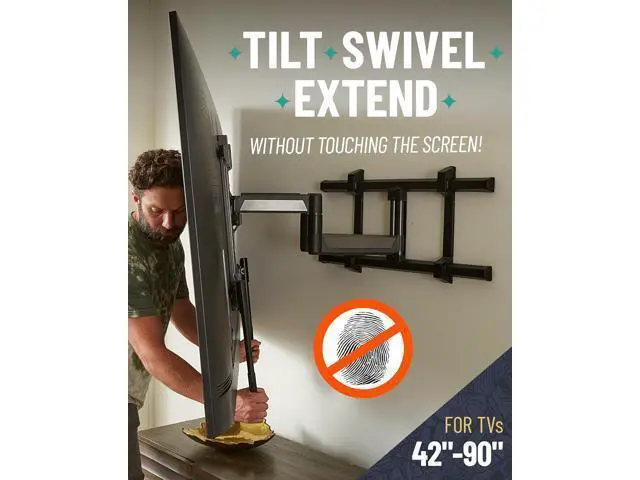 Alt view image 3 of 7 - ECHOGEAR XL TV Wall Mount for Screens Up to 90" - Full Motion TV Bracket w/Handles to Extend, Swivel & Tilt Screen for No Fingerprints - Easy DIY w/Included Hardware - Perfect for QLED & OLED TVs