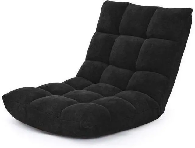 Main image of DORTALA Floor Office Chair with Back Support, 14-Position Adjustable Banana Chair for Adults, Foldable Floor Seats for Reading, Gaming (Black)