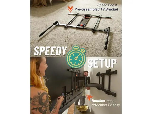 Alt view image 7 of 7 - ECHOGEAR XL TV Wall Mount for Screens Up to 90" - Full Motion TV Bracket w/Handles to Extend, Swivel & Tilt Screen for No Fingerprints - Easy DIY w/Included Hardware - Perfect for QLED & OLED TVs