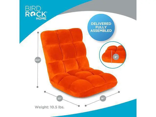 Alt view image 2 of 7 - BirdRock Home Adjustable 14-Position Memory Foam Floor Chair & Office Chair (Orange)
