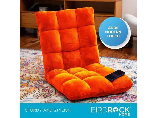 Alt view image 4 of 7 - BirdRock Home Adjustable 14-Position Memory Foam Floor Chair & Office Chair (Orange)