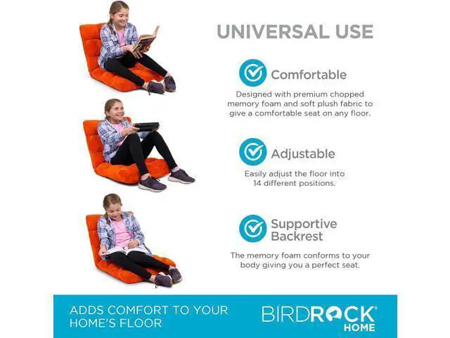 Alt view image 5 of 7 - BirdRock Home Adjustable 14-Position Memory Foam Floor Chair & Office Chair (Orange)