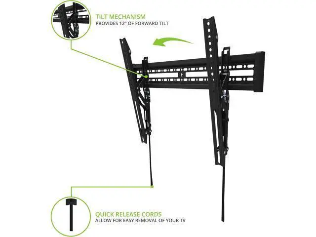 Alt view image 3 of 7 - Kanto KT3260 Tilting TV Wall Mount | Fits 32 to 60 Monitors | Fits VESA Sizes 100 x 100 to 600 x 400 | Tilt Mechanism | Quick Release Tabs | Solid Steel Construction | Dual Stud Wall Plate | Black