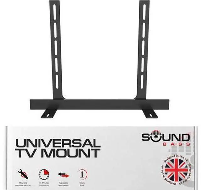Main image of Sound Bass Universal Under TV Mount, Compatible with Bose Smart Soundbar 300 500 550 600 700 900, Ultra, TV Speaker, SoundTouch 300, Invisible Once Fitted, Easy Way to Mount Your Sound Bar Black
