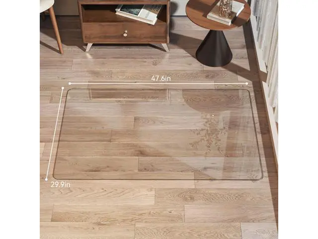 Alt view image 5 of 7 - Tempered Glass 48" x 30" Round Corner Glass Chair Mat with Polished Edge, Heavy Duty Hard Clear Office Chair Mat for Office Home Hard Floor Carpeted, Transparent, Glides Smoothly, Easy Clean