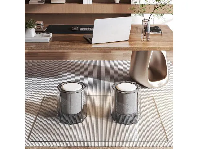 Alt view image 2 of 7 - Tempered Glass 48" x 30" Round Corner Glass Chair Mat with Polished Edge, Heavy Duty Hard Clear Office Chair Mat for Office Home Hard Floor Carpeted, Transparent, Glides Smoothly, Easy Clean