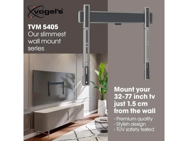 Alt view image 2 of 7 - Vogel's TVM 5405 Extremely Flat TV Wall Bracket for 32-77 inch TVs, Max. 165 lbs, TV Bracket max. VESA 400x400, Universally Compatible, Distance to The Wall only 0.59 inch