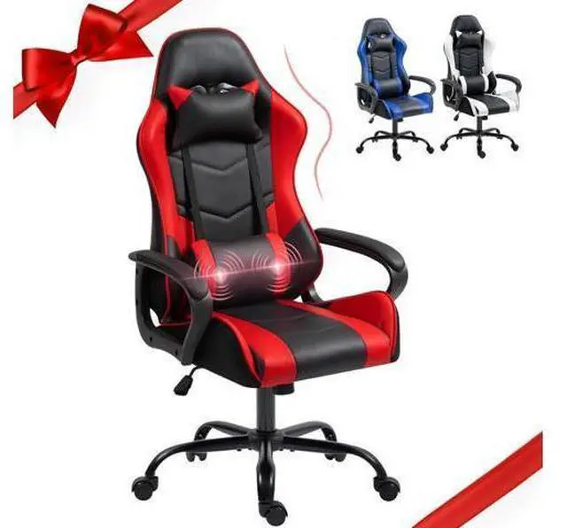 Main image of ECOTOUGE Ergonomic Chair, Ergonomic Computer Ergonomic Chair with Massage Lumbar Support & Rocking High Back, 360° Swivel Video Ergonomic Chair for Gaming or Office, Height Adjustable (Red)