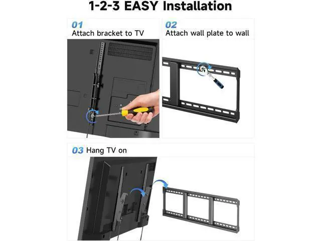 Alt view image 7 of 7 - Suptek Heavy Duty Tilted TV Wall Mount for 60-120" TVs 220Lbs, Fits 3 Studs of 16" and 2 Studs of 18" or 24", VESA 1100x600mm, Low Profile for LED/OLED/LCD, MT11